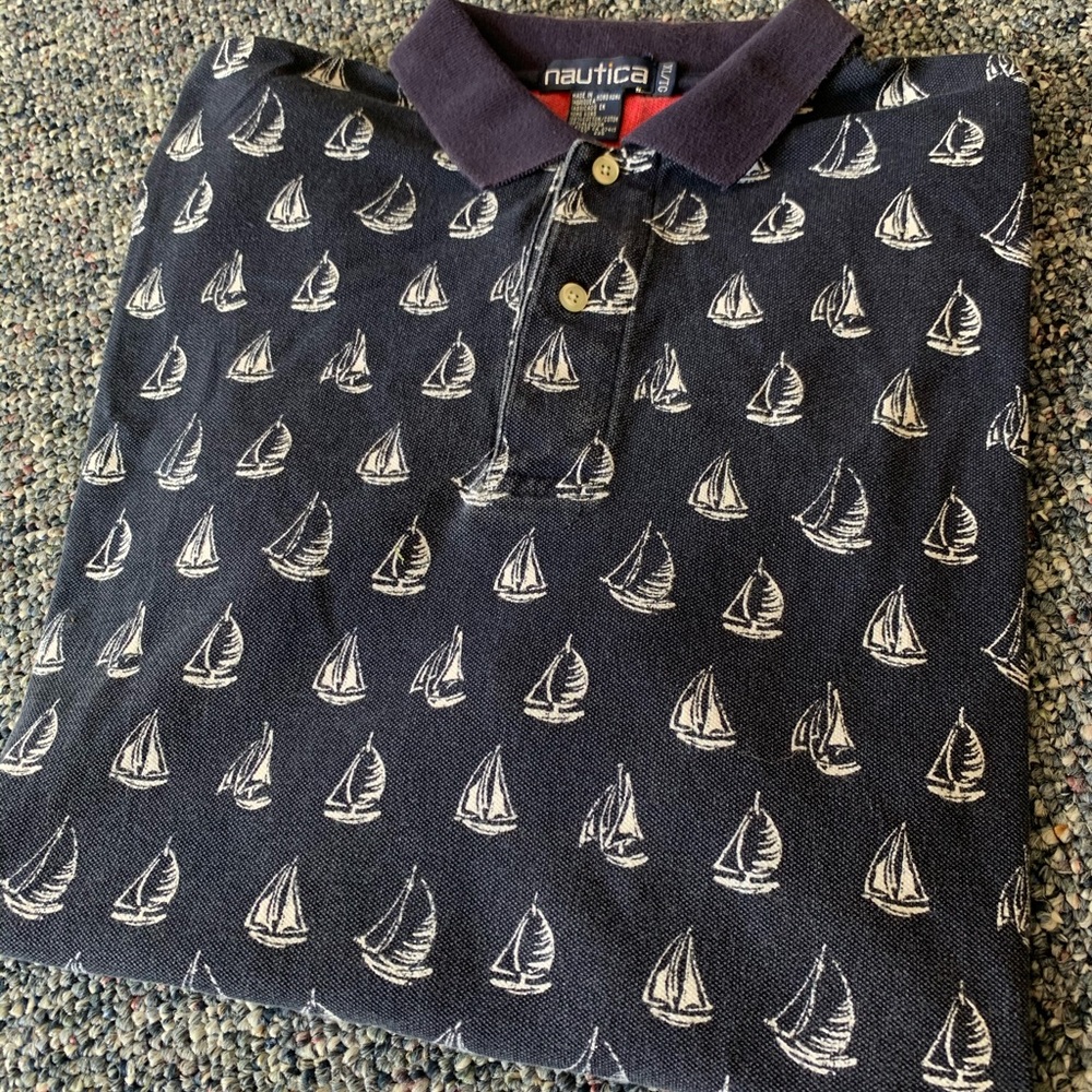 Vintage 90s Nautica All Over Print Polo